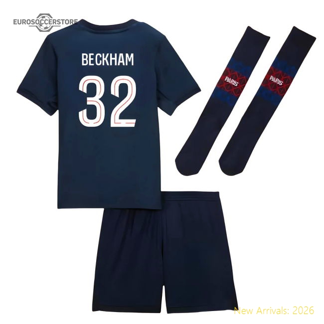 2025-2026 PSG Home Little Kids Mini Kit (Beckham 32)-Vantage Point Soccer